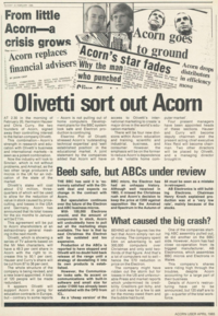 Olivetti buys 49 percent stake in Acorn Computers Ltd.