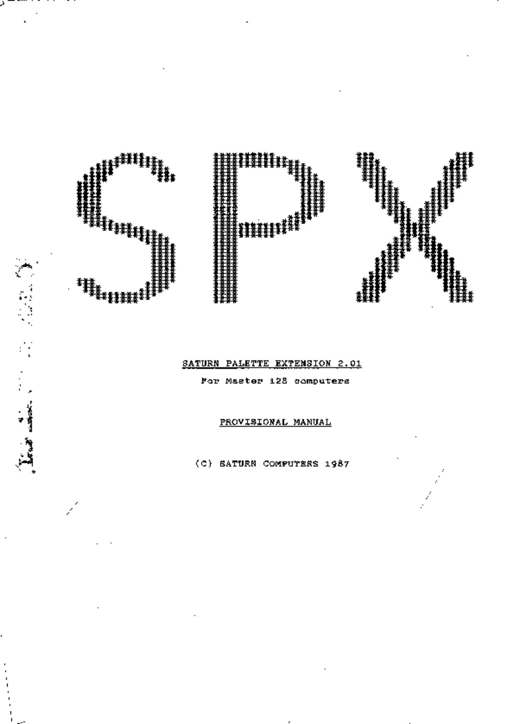 Article: SPX - Saturn Pallette Extension - 2.01 - Provisional Manual