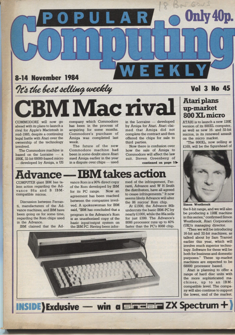 Article: Popular Computing Weekly Vol 3 No 45 - 8-14 November 1984