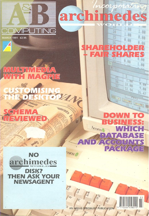 Acorn Archimedes World March 1991 Magazine Computing History