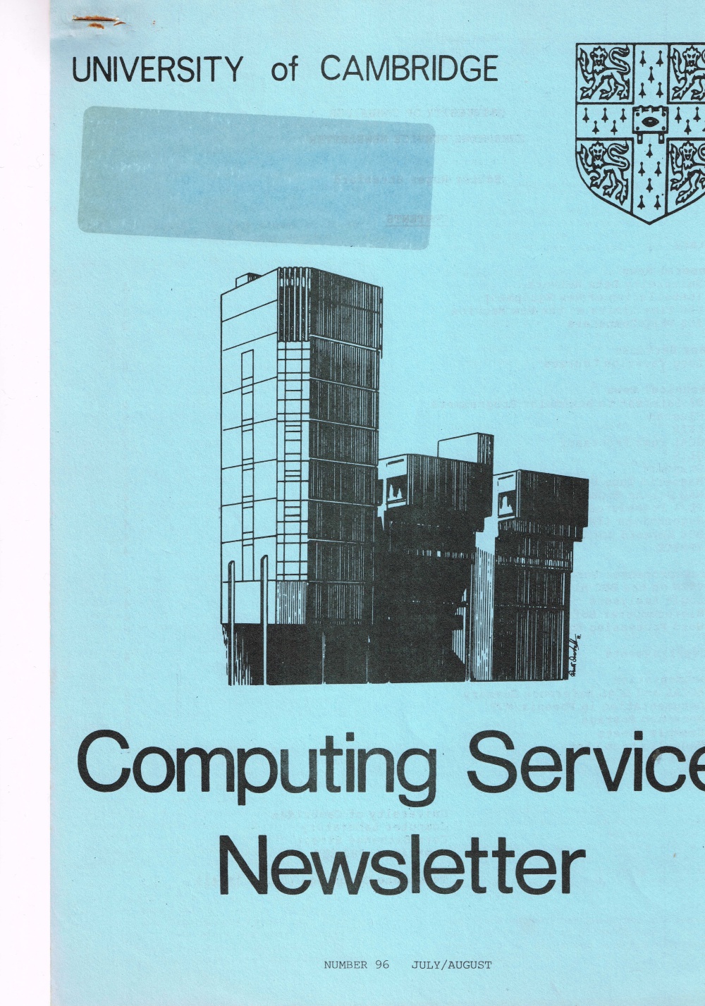 Article: University of Cambridge Computing Service July/August 1982 Newsletter 96