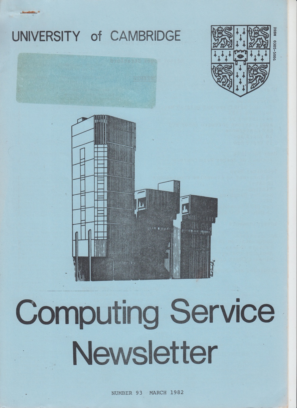 Article: University of Cambridge Computing Service March 1982 Newsletter 93