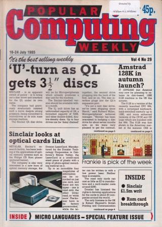 Article: Popular Computing Weekly Vol 4 No 29 - 18-24 July 1985