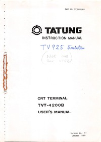 Tatung TVT-4200B CRT Terminal User Manual