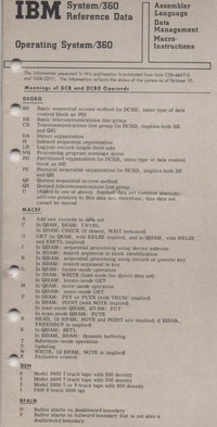 IBM System/360 Reference Data Booklet