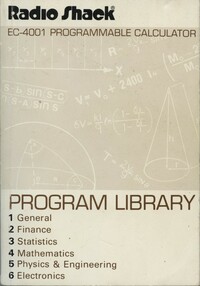 Radio Shack EC-4001 Programmable Calculator Program Library
