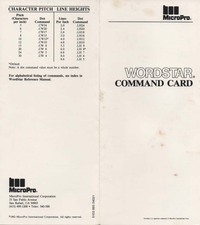 WordStar Command Card