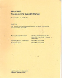 MicroVMS Programming Support Manual