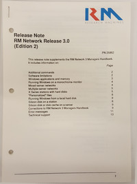 Rm Nimbus Release Note: RM Network Release 3.0 (Edition 2) PN 25862