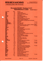 Extended BASIC Version 5 & 6 Reference Card