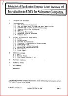 Polytechnic of East London Computer Centre - Introduction to UNIX for Solbourne Computers